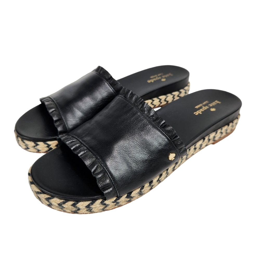 Kate Spade Black Espadrille Slides